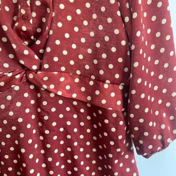 Zara Brown Polkadot V Neck Dress - Picture 7 of 14